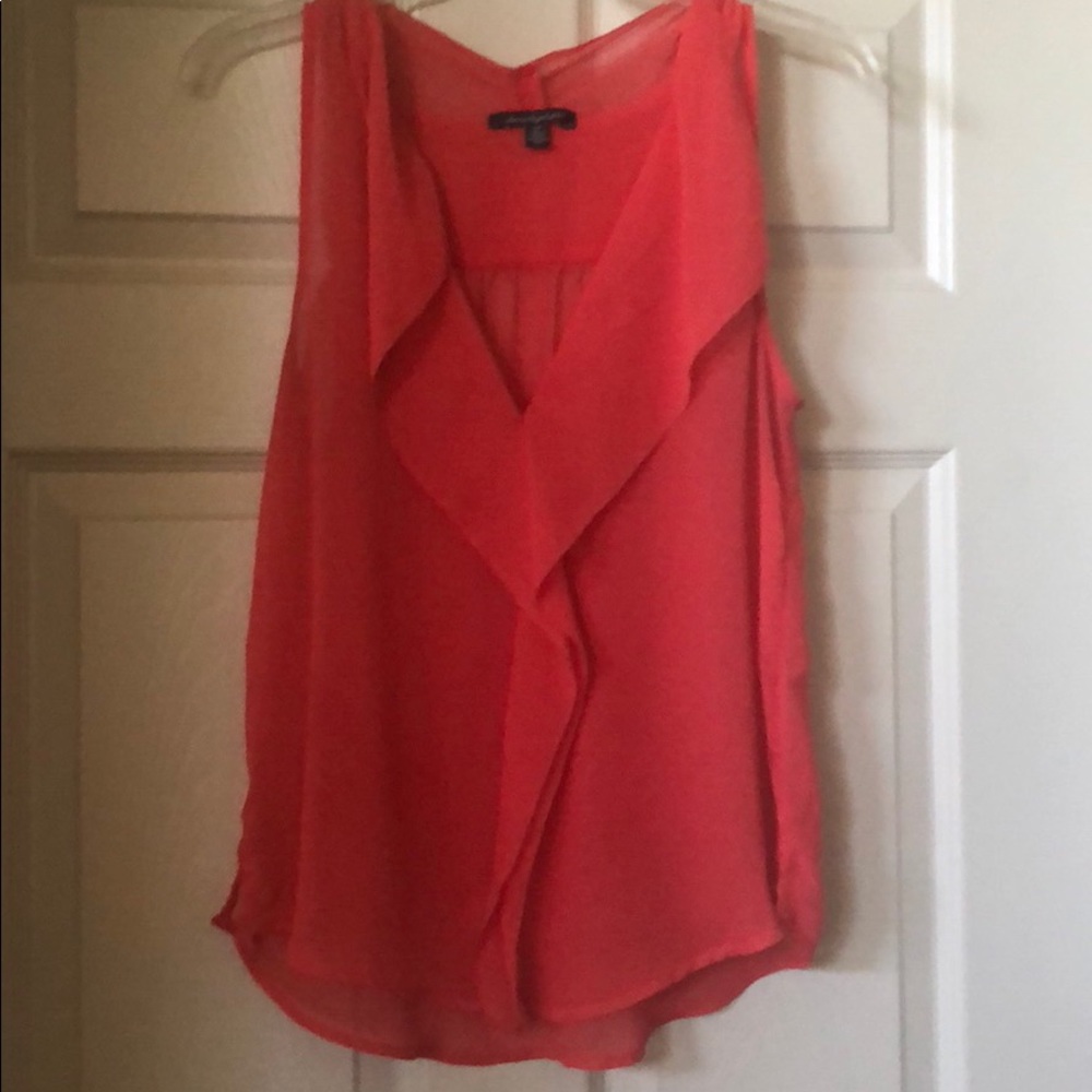 Bright coral chiffon shirt